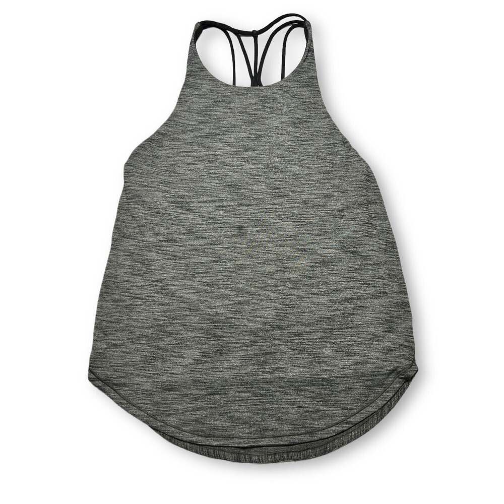 Lululemon Barre Tank SIZE 6 Gray Built-In Bra Luon Yoga Athletic Top